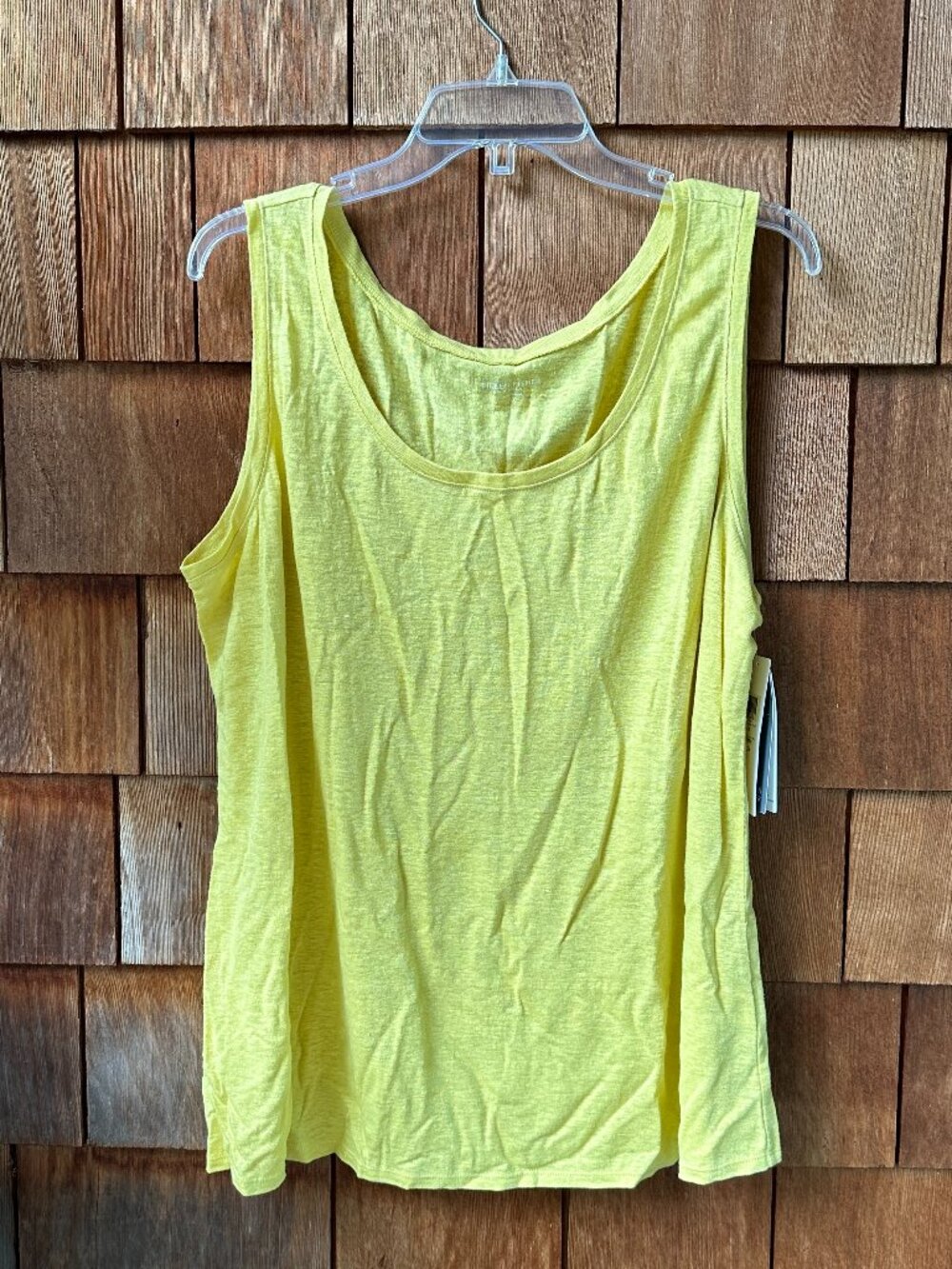 NWT Eileen Fisher Citron U-Neck Sleeveless Long Line Linen Tank Top - Women's 1X
